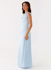 Heart Of Glass Satin Maxi Dress - Blue