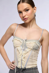 Hopeless Romantic Pelated Mesh Corset