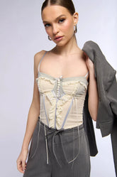 Hopeless Romantic Pelated Mesh Corset