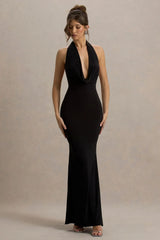 Milani | Black Backless Cowl Neck Fishtail Maxi Dress