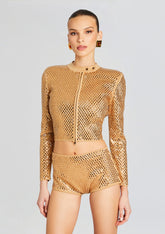 Mali Embelllished Metallic Knit Jacket