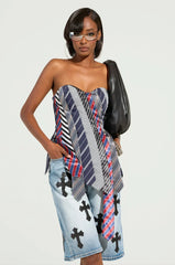 Strictly Business Tie Detail Corset Top