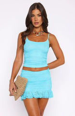 Let'S Get Closer Lace Mini Skirt Blue