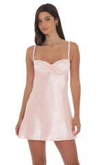 Jacquard Babydoll Dress In Baby Pink